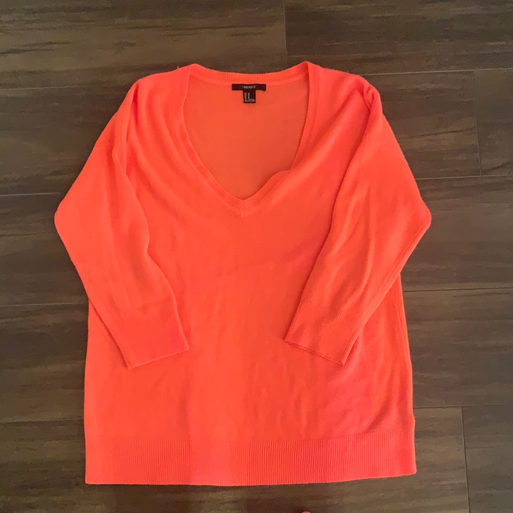Hot pink Forever21 v neck sweater